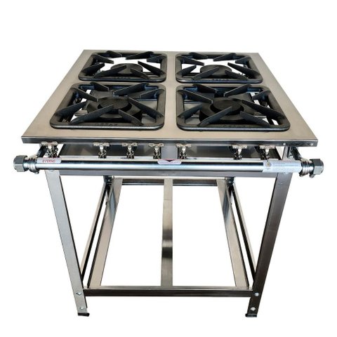 Fogão Industrial 4 Bocas Cefaz Linha Diamond Inox 304 Baixa Pressão I304-cfzd-015