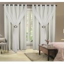 Ver imagem 2 de Cortina Corta Luz 2,00M x 2,40M 100% Blackout com Voil Branco para Sala ou Quarto para Varão Simples