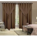 Ver imagem 2 de Cortina Corta Luz 2,00M x 2,40M 100% Blackout com Voil Tabaco para Sala ou Quarto para Varão Simples