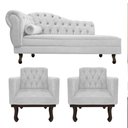 Ver imagem 1 de Kit Diva Recamier Juliana 185cm Lado Direito e 02 Poltronas Classic Suede Branco - Amarena Móveis