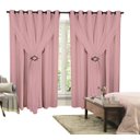 Ver imagem 1 de Cortina Corta Luz 6,00M x 2,50M 100% Blackout com Voil Rosa para Sala ou Quarto para Varão Simples