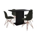 Ver imagem 6 de Mesa Jantar Londres Tampo Preto 120cm 4 Cadeiras Base Cobre Estofado Verde