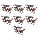 Ver imagem 1 de Kit 7 Jogos de Mesa Dobravel com 2 Cadeiras de Madeira 70x70 para Restaurante e Bar - Imbuia