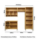 Ver imagem 4 de Armário de Cozinha com Balcão e Tampo 9 Portas 3 Gavetas Pérola 100% Mdf Vidro Reflecta Amêndoa/off