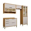 Ver imagem 2 de Armário de Cozinha com Balcão e Tampo 9 Portas 3 Gavetas Pérola 100% Mdf Vidro Reflecta Amêndoa/off
