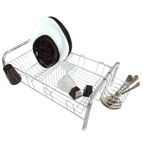 Escorredor de Louças 2070 Cromado 13 Pratos com Porta Talheres 615 X 190 X 375 Mm Jomer