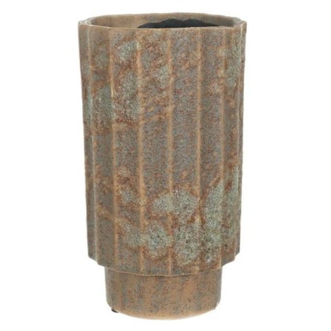 Vaso Ceramica Antigo 2 Tons 19cm Cinza Florarte Flor Arte