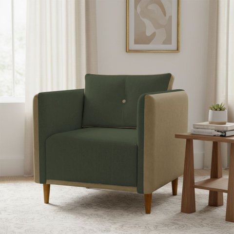 Poltrona Decorativa Aviv para Sala Escritório Recepção Luxo Linho Premium Easy Clean Corino Premium