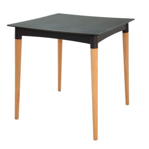 Mesa Tramontina Laura Rattan 70cm em Polipropileno Preto com Pernas de Madeira