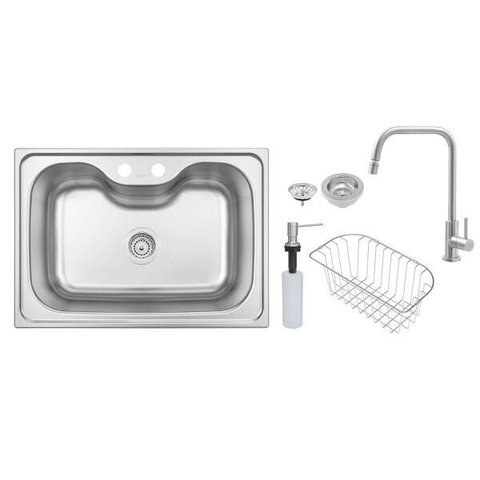 Cuba de Sobrepor em Aço Inox Tramontina Morgana 60 Fx Acetinado 68 X 48 Cm com Válvula Dosador de