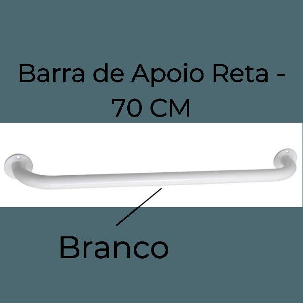 Barra de Apoio Reta 70 CM - Alumínio Branco - 2