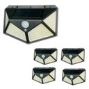Ver imagem 1 de Luminária Energia Solar Parede Kit 5 Unidades 100 LED Sensor Presença 3 Funções Lâmpada