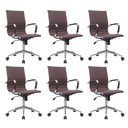 Ver imagem 1 de Kit 6 Cadeiras de Escritório Diretor Eames em Couro - Café
