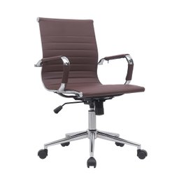 Kit 6 Cadeiras de Escritório Diretor Eames em Couro - Café - 2