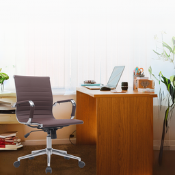 Kit 6 Cadeiras de Escritório Diretor Eames em Couro - Café - 8