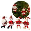 Ver imagem 1 de Kit 4 Pelúcias Natal Pendente 22cm Papai Noel, Boneco de Neve, Urso e Rena Vermelho Xadrez 22cm