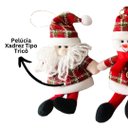 Ver imagem 3 de Kit 4 Pelúcias Natal Pendente 22cm Papai Noel, Boneco de Neve, Urso e Rena Vermelho Xadrez 22cm