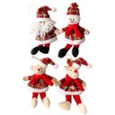 Ver imagem 6 de Kit 4 Pelúcias Natal Pendente 22cm Papai Noel, Boneco de Neve, Urso e Rena Vermelho Xadrez 22cm