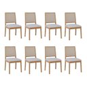 Ver imagem 1 de Kit 8 Cadeiras para Sala de Jantar Estofadas Buriti Cinza/Madeira