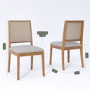 Ver imagem 2 de Kit 8 Cadeiras para Sala de Jantar Estofadas Buriti Cinza/Madeira