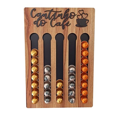 Porta Cápsulas Café 30x40 Nespresso - Nogueira - Cantinho do Café 40 Cápusulas