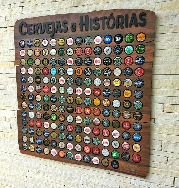 Quadro Porta Tampinhas Rustic - 150 - Cervejas e Histórias - 4