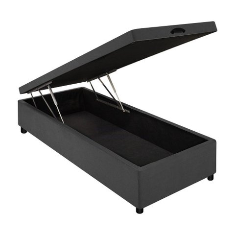 Base Box Baú Barcelona Suede Cinza 96x203