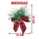 Ver imagem 4 de Arranjo Laço Pinheiro Enfeite Natalino Xadrez 15cm Kit 24pçs