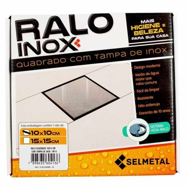 Ralo Oculto Inox Quadrado 10x10 Tampa Inox Com Veda Ralo - 3