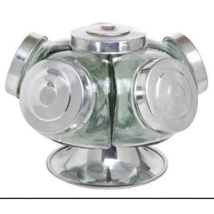 Baleiro Giratório De Vidro Bomboniere 28 Cm 5 Gomos 500m