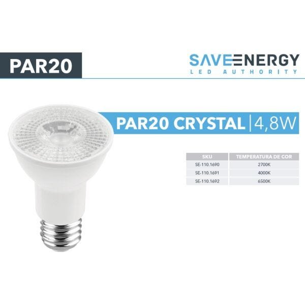 Lâmpada LED PAR20 4,8W 4000K Branco Neutro Bivolt Crystal Saveenergy SE-110.1691 - 3