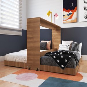 Cama de Solteiro Dupla Articulável Horizontal Phoenix Nogal Cs180 Art In Móveis