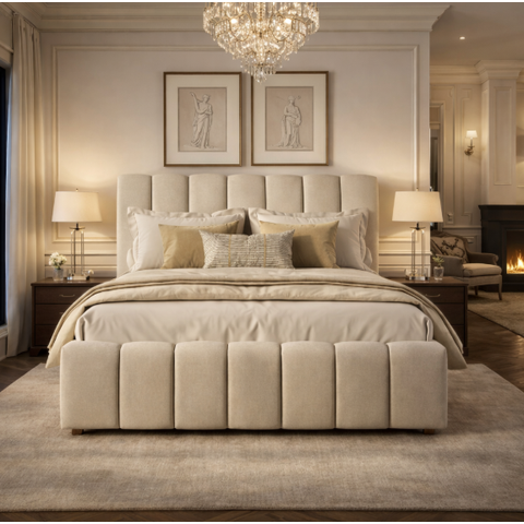 Cama Box Estofada Casal Conforto Premium Tonalidade Neutra