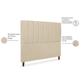 Cabeceira Estofada Cama Box Casal Carla 140cm Linho:bege - 4