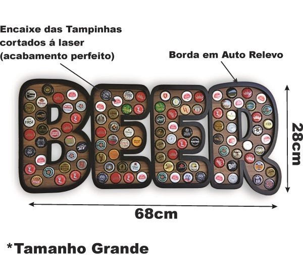 Quadro Decorativo de Porta Tampinhas Beer Decorato - 109un - 3