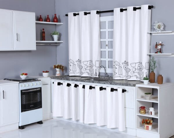 Jogo De Cozinha Completo Com Cortina 12 Peças Decoração Cozinha