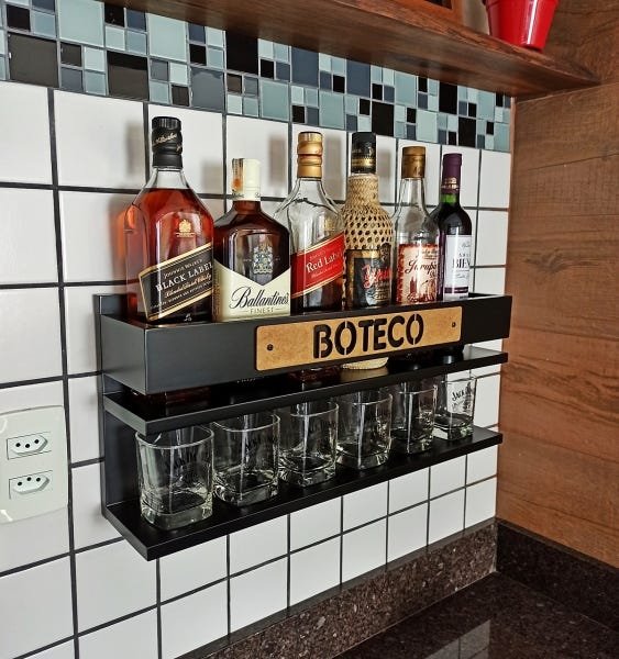 Barzinho para Sala Barzinho de Parede - Boteco - Preto Fosco - 5