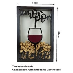 Quadro Porta Rolhas - Amor por Vinho - 250 Rolhas - 5
