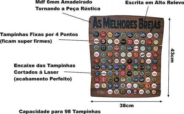 Quadro Decorativo Porta Tampinhas - Cervejas Histórias - 80 - 6