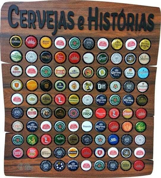 Quadro Decorativo Porta Tampinhas - Cervejas Histórias - 80