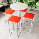 Ver imagem 1 de Conjunto Mesa Alta Bar Bistrô Redonda Branca 4 Bancos Estofado Don Castro Decor