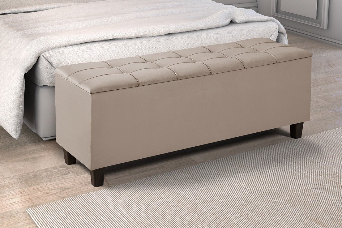 Baú Recamier Bali Cama Casal 130cm Quarto Sala - Bege - 2