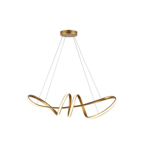 Pendente Moderno Infinito Dourado 72cm Led 55w 3000k Bivolt 14536-pl