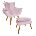 Ver imagem 1 de Combo 1 Poltrona e 1 Puff Para Recepção Consultório Clínica Apolo Suede Rosa Bebe - LM DECOR