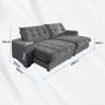 Sofá Califórnia Retrátil e Reclinável 4 Lugares 2,30m com Molas Ensacadas e Pillow Cinza - 6