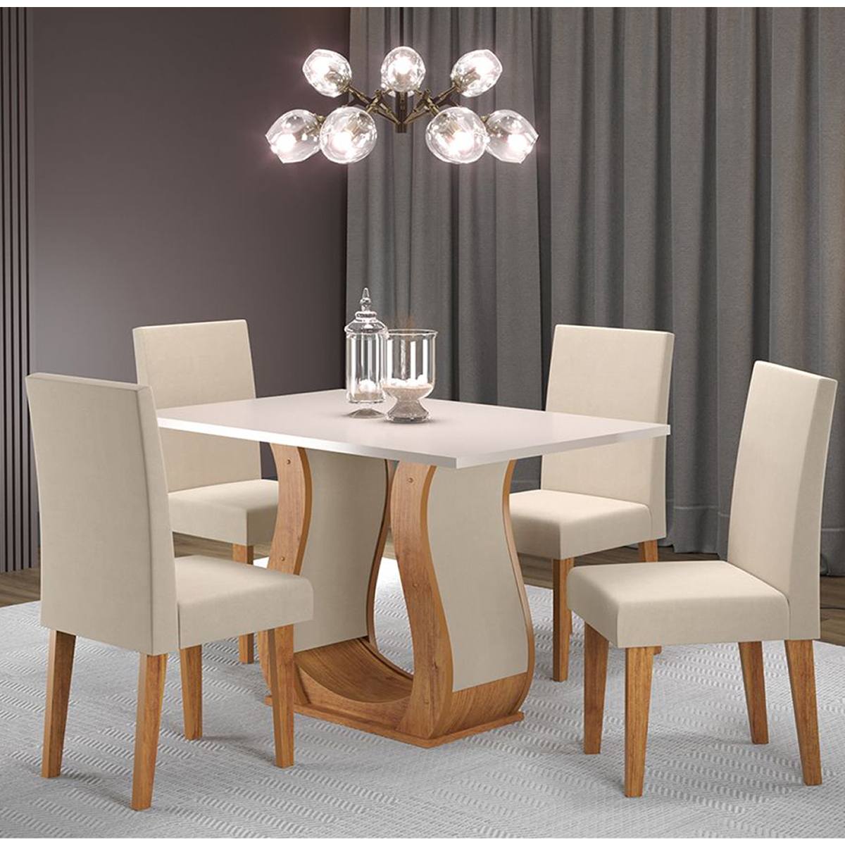 Sala de Jantar Sure C/4 Cad Venus Mel/blonde/bege - 1