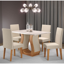 Ver imagem 1 de Mesa de Jantar Retangular Sure com 4 Cadeiras Venus Mel/blonde/bege - Casa Giulia