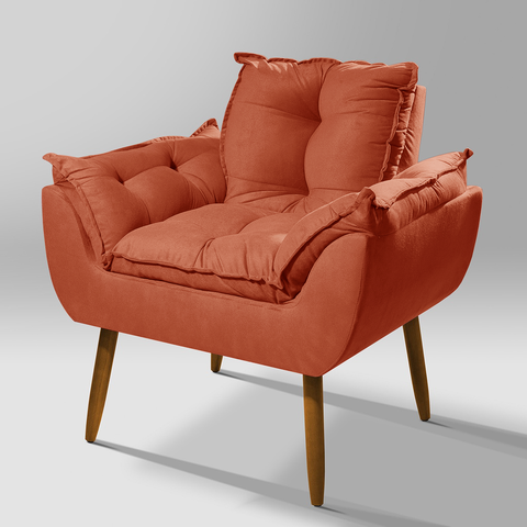 Poltrona Decorativa Recepção Luxo 12 Cores - Pés Palito - Terracota