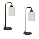 Ver imagem 1 de Kit2 Abajur Luminária Mesa Retro Preto com Cúpula Tecido Cru