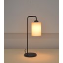 Ver imagem 3 de Kit2 Abajur Luminária Mesa Retro Preto com Cúpula Tecido Cru